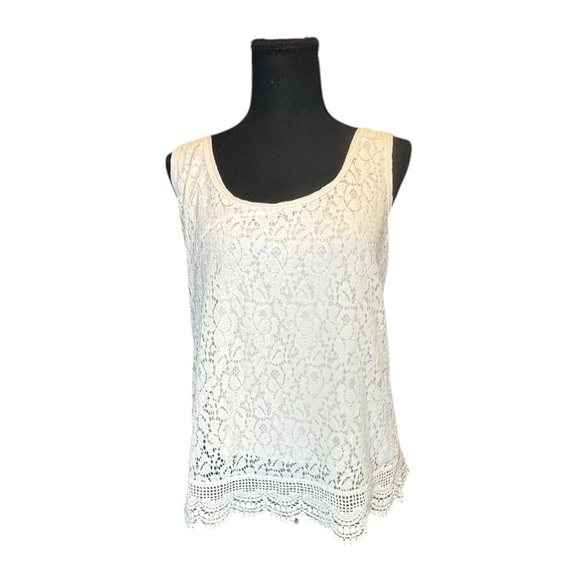 Mossimo Supply Co. Ivory Crochet Lace Tank Top XL Boho Festival Layered D454 - Picture 1 of 7